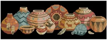 100% din BUMBAC egiptean Numărat goblen Kit de sud-Vest Încă de Viață Farmecul Vase Oala Ceramica dim 13584