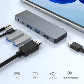 Gazda Doc USB3.0 10Gbps de Transmisie de Date Mici Docking Station Hub 4K 60Hz Tip C compatibil HDMI pentru Surface Pro X/9/8