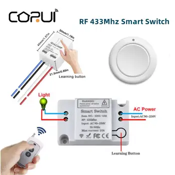 CORUI RF Wireless 433Mhz Smart Switch Panou de Perete Comutator Cu Telecomanda Cabluri-gratuit Panoul de Control al Iluminatului Releu Receptor