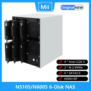 N5105/N6005 NAS/6 SATA/Dual M. 2/ITX/i226-V placa de Retea