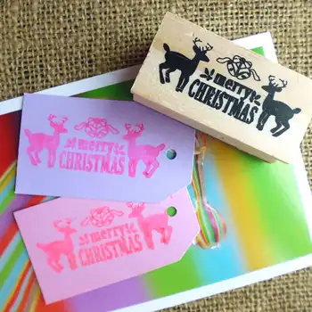 Creative de Crăciun Cafeniu Sigiliu Ren Craciun Fericit Timbru de Lemn Timbre de Cauciuc Pentru Cadouri de Crăciun DIY Cutie Card Tag Decor