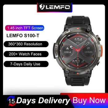 LEMFO S100-T Ceas Inteligent Bărbați 2023 Bluetooth Nou Apel Personalizate Watchfaces De 1.45 Inch în aer Liber Masculin Sport Smartwatch pentru Android iOS
