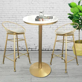 Nordic placat cu Aur Periat Ceai de Masă de Marmură din Oțel Inoxidabil Recepție Masa de Bar Modern, Partea de Masă de Cafea