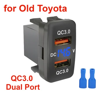 12V-24V Rapid Incarcator Auto Adaptor de Priza QC3.0 Dual Port cu Voltmetru LED pentru Toyota Veche