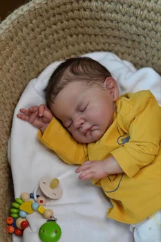 NPK 20inch Renăscut Baby Doll August Pictat Deja Terminat de Dormit Baby Doll Pictura 3D cu Mâna-radacina Parului