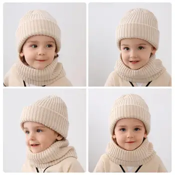 1 Set De Moda Capac De Lână Moale Pentru Copii Tricotate Pălărie Elastic Lavabil Capac De Iarna
