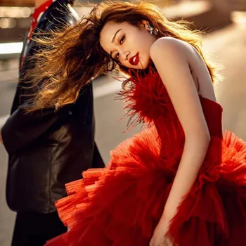 Noul Red Rochii De Mireasa Sexy Strapless Fără Mâneci Sukienka Na Wesele Moda Niveluri De Simplu Robe De Mariee Cu Mic Tren