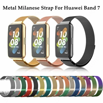 Metal Milanese Curea Pentru Huawei Band 7 Smartwatch din Otel Inoxidabil Bratara Magnetica Buclă pentru Huawei band7 Bratara Accesorii