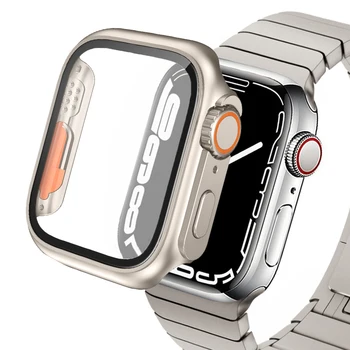 Sticla+Caz pentru Apple Watch Seria 8 se 7 6 5 4 Schimbare la Ultra Aspectul Ecran Protector+Capac PC Upgrade pentru iWatch 44mm 45mm