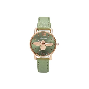 Simplu albinuta Designul Femei Ceasuri Vintage din Piele Verde Damele de Lux, Ceasuri de mana Fashion Casual Femei Cuarț Ceas