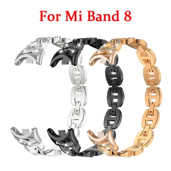 Curea de Metal pentru Mi Band 8 Ceas Trupa Correa pentru Xiaomi Mi Band 8 din Otel Inoxidabil Bratara Miband 8 Diamant Brățară Accesorii