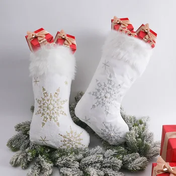Crăciun Mari Flanel Perla Fulg De Nea Pandantive Ornamente De Crăciun Cadou Șosete De Crăciun Decor 2022 Noel An Nou Fericit 2023