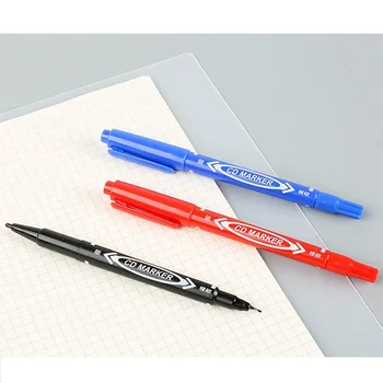 Markere permanente Dual Sfat Pen 0.5 mm/1.0 mm-Negru Albastru Rosu Dovada de Apă Rapid Uscat Papetărie de Birou Semn Permanent Marker