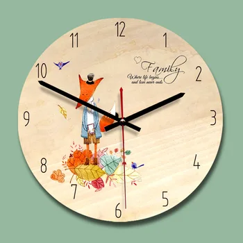 M. Spumante Europa de design ceas de perete din lemn de 11 inch rotund mare tei desene animate ceas dormitor pentru copii creative ceas