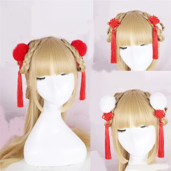 1 pereche Roșu Stil Chinezesc Ciucure Ac de păr Lolita Accesorii de Par Japoneze Kawaii Păr Decor pentru Femei Fata de Cadou de Anul Nou
