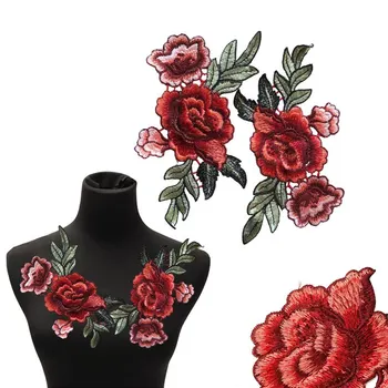2 buc/set Floare Trandafir Florale Guler Coase Pe Patch-uri DIY Haine Bust Rochie de Patch-uri Drăguț Aplicatiile Ecuson Brodat Material Autocolant