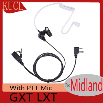 KUCL-Walkie Talkie Receptor Radio cu PTT Mic,Tansparent Aer Acustic Tub de Supraveghere Cască Compatibil pentru Midland GXT LXT