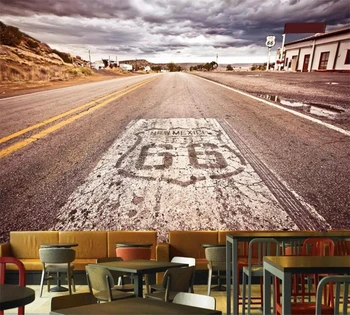 beibehang Personalizat tapet 3D Europene și Americane în stil industrial 66 autostrada peisaj frumos bar pictura decor