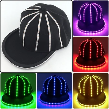1 buc LED-uri de Iluminat Hip Hop Capac de Soare în aer liber Protecție Muzica de Performanță Capac Moda cu LED-uri Colorate Luminos Pălărie Strălucire Petrecere elemente de Recuzită