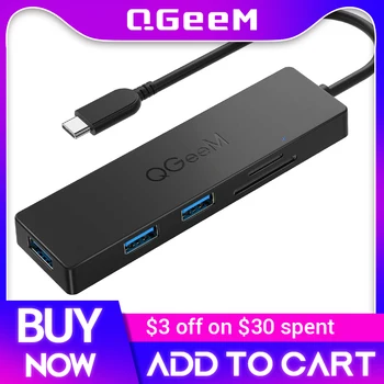 QGeeM C USB HUB USB 3.0 Adapter, USB HUB USB de Tip C Splitter Cititor de Carduri pentru Macbook Pro Air M1 M2 Xiaomi Laptop SD, Micro SD, Port