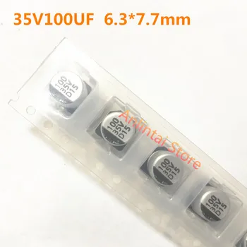 10BUC Chip de aluminiu electrolitic condensator 35V 100UF 6.3*7.7 mm SMD aluminiu electrolitic condensator de 100uf 35v