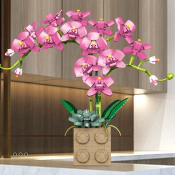 Bloc De Flori Orhidee Serie Bonsai Fata Construi Jucărie Flori Adult Aranjament De Flori De Asamblare Jucarii Pentru Cadouri