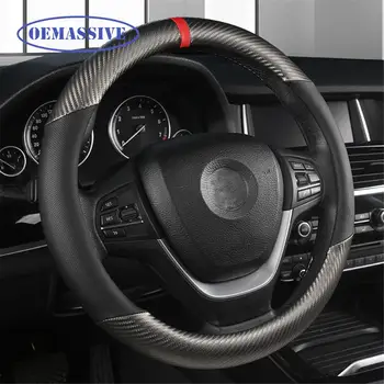 OEMASSIVE Fibra de Carbon Mașină Capac Volan din Piele Perforata Pentru BMW 1 3 5 Seria E81 E87 E90 E39 E63 X1 X3 X5 F48 E83
