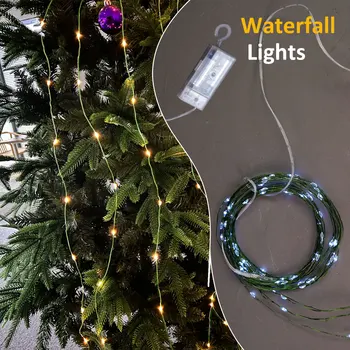 2M Led Verde Cablu Cascada de Lumini 2m 100leds 5Strands Lumini de Craciun pentru Pomul de Crăciun de Nunta Petrecere de Vacanță Decorare DIY