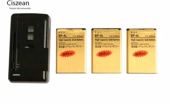 3x 3030mAh BP-4L de Aur Înlocuire Baterie + Încărcător Universal Pentru Nokia E61i E90 6650/F/T E63 E71/X E72 E73 N97 E95 6790 E52 E55