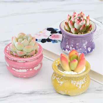 Coreea De Zăpadă Glazura De Gheață Cracare Ceramice Mini Rotund Bonsai Suculente Verde Planta Ghiveci Acasă Balcon Creative Grădinărit