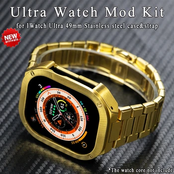 De lux, carcasa din Otel Inoxidabil Curea pentru Apple Watch Ultra 2 49mm Modificarea Kit Ramă de Metal Silicon pentru IWatch Ultra Curea