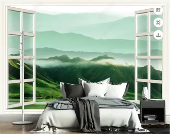 Personalizat murale 3d pictură murală pe peretele de Geam la distanță de munte peisaje naturale acasă decorare fotografie tapet pentru pereți 3 d