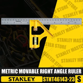 STANLEY STHT46143-23 Metrice Mobile Unghi Drept Conducător 300mm Unghi Rigla cu Nivel de Bule de Oțel cu Nivel Scribe Conducător
