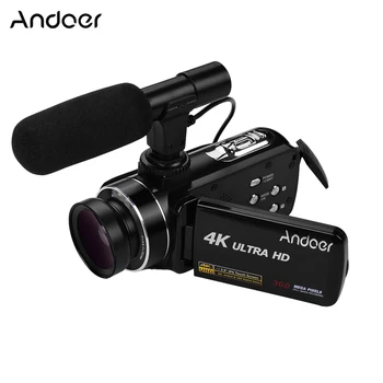 Andoer 4K Portabil DV Camera Video Digitala Senzor CMOS camera Video cu 0,45 X Unghi Larg de Lentile, Macro Stereo Pe Camera-Microfon