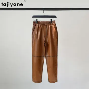 Tajiyane piele de Oaie Autentic Pantaloni Harem pentru Femei Talie Elastic Pantaloni de Piele pentru Îmbrăcăminte pentru Femei Mici Picior Pantaloni Casual SGG2529
