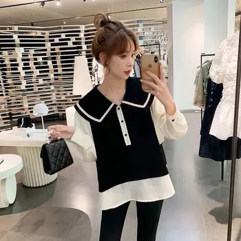 Noi 2023 Primavara Toamna Stil coreean Femei de Moda Casual, cu Maneci Lungi Tricou Vrac Moda Casual cu Maneca Lunga Bluze S44