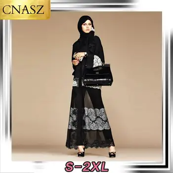 2020 Mai Noi Rochii De Moda Islamic Turcia Negru Împletit Alb Clasic Dantelă, Șifon Cardigan Elegant Dubai Orientul Mijlociu Kimono