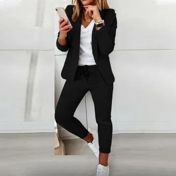 2023 Toamna pentru Femei Set cu Maneci Lungi Sacou Pantaloni Costum Office Lady Trening Set de Două Piese Sacou Slim Pantaloni Tinute Streetwear