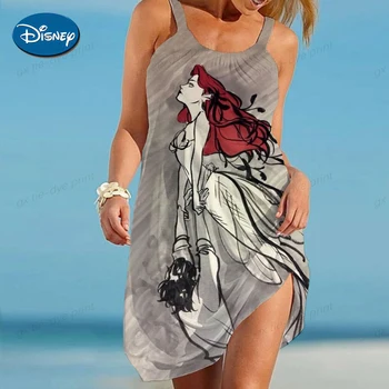 Rochii elegante pentru Femei Sexy 2023 Disney Princess Imprimare Rochie de Femei Sling Vara Femeie Plaja Boho Disney Liber de Imprimare de Moda