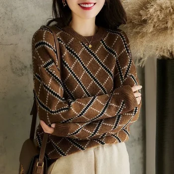Stele coreene colegiul Lingge pulover tricotat pentru femei pentru toamna si iarna celebritate pe internet versatil pulover pulover femei top