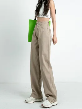 Femei Blugi cu Talie Înaltă 2022 Toamna Largi Picior Denim Pantaloni Largi Streetwear Design Elegant Doamnelor Vintage Straight Jean Pantaloni Noi