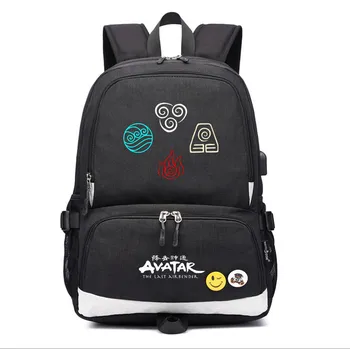 2019 noul Avatar The Last Airbender Școală Sac de panza Rucsac de încărcare usb umăr geanta Laptop geanta de voiaj rucsacuri