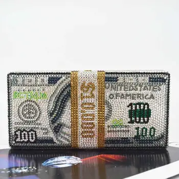Bani Designer Dolar $ Saci model de Lux Cristal Saci de Seara Petrecere Saci de Ambreiaj Nunta Pungi Mini-Genți de mână Pungă