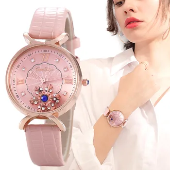 Moda de lux pentru Femei Ceasuri Calități Diamant Doamnelor Cuarț din Piele Ceasuri de mana cu Roma Mobil Fulg de nea Cadran Ceas Femeie
