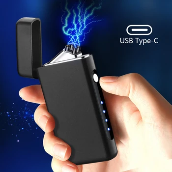Noi Windproof Bricheta USB de Tip C, Încărcare Rapidă Dublu Arc Bricheta Cadou Bărbați Accesorii de Fumat Neobișnuit Bricheta