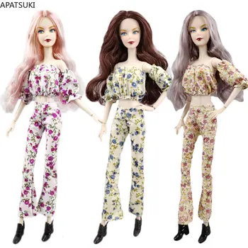 Rural Florale Haine de Moda Set pentru Papusa Barbie Costume 1/6 Papusi Accesorii Crop Top Pantaloni Pantaloni Jucarii Pentru Copii