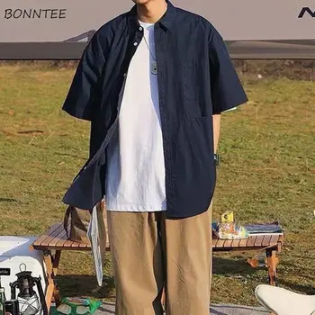 Tricouri Barbati Retro Japonez de Marfă Haine Largi Vara Respirabil Moda Streetwear Camisa Unisex Toate-meci de Facultate Casual coreeană