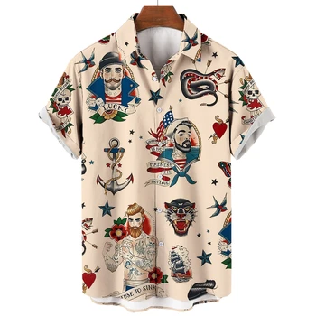 Hawaiian Camasi Pentru Barbati Sirena De Imprimare De Plaja Cu Maneca Scurta Bluze Bluza 2022 Noi Supradimensionat Tricou Barbati Haine De Designer De Înaltă Calitate