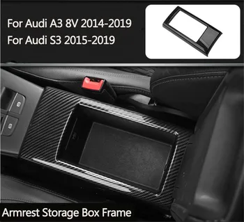 Masina Consola centrala Cotiera Cutie Depozitare Cadru Decor Capacul Ornamental ABS Pentru Audi A3 8V 2014-19 Interior din Fibra de Carbon Stil