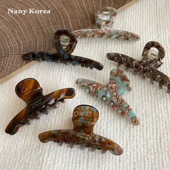 Coreeană INS temperament marmorat cu ciocolata textura cuvânt apuca clip mari întors capul acetat de placa de păr apuca de Păr Gheare articole pentru acoperirea capului